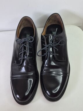 Bass Men's Black Leather  Cap-Toe Derby Shoes Size 13M